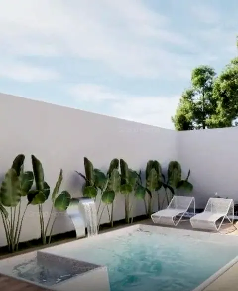 Projeto da piscina com cascata