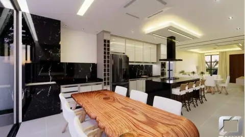 Cozinha gourmet integrada no projeto