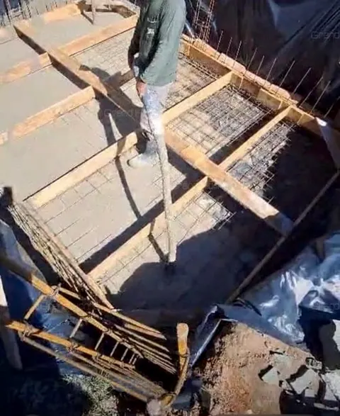 A obra em andamento